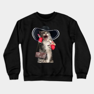 Cat Wearing Makeup Crewneck Sweatshirt